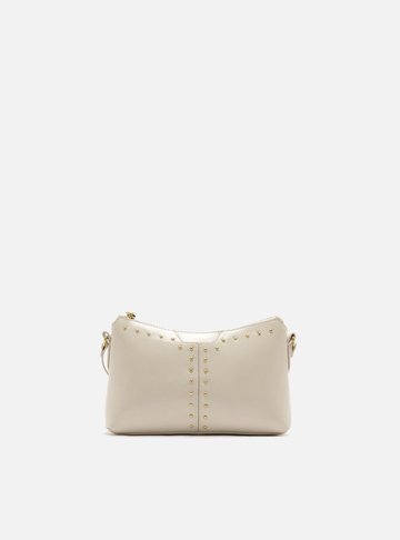 Bolsa Tiracolo Off White Verniz Pequena Rebites