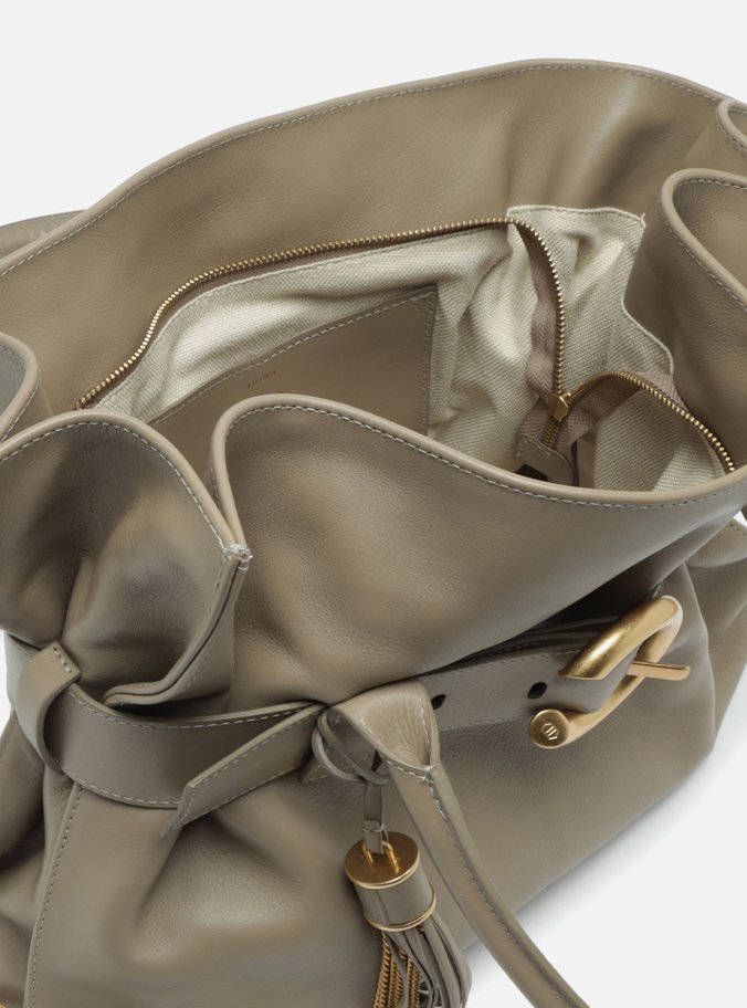 Bolsa Shopping Cinza Couro Isa Grande