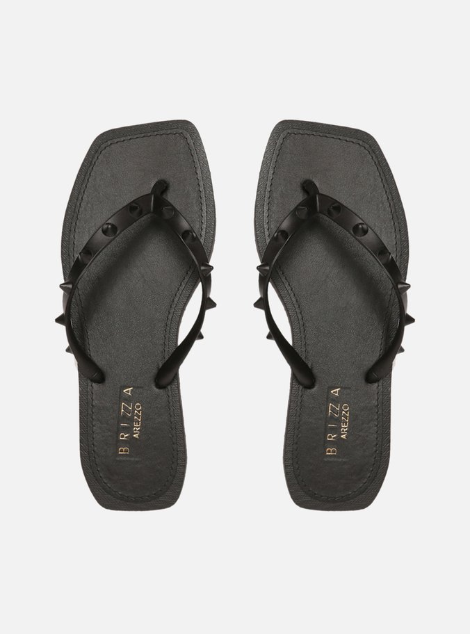 Chinelo de Dedo Preto Bico Quadrado Brizza Rock