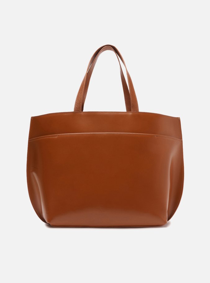 Bolsa Shopping Marrom Couro Abraccio Grande