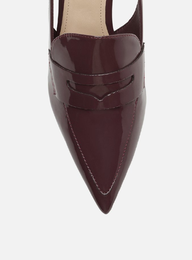 Scarpin Vinho Verniz Salto Baixo Sling Back