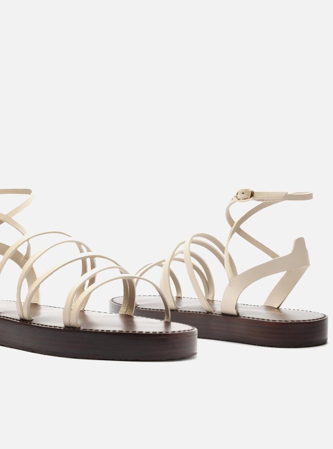 Sandália Rasteira Off-White Tiras Finas