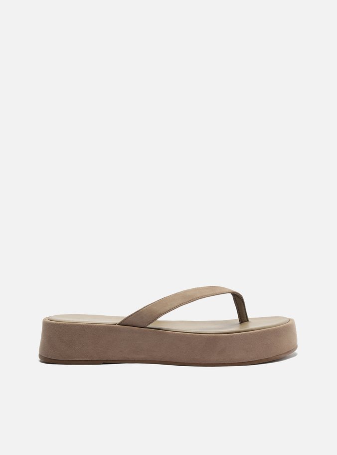 Tamanco Cinza Camurça Flatform Flip Flop TIG