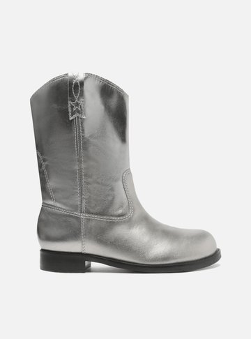 Bota Prata Couro Cano Médio Alicia