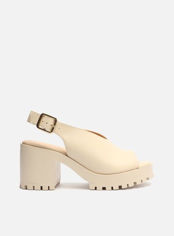 Sandália Off-White Couro Bloco Tratorada Fechada