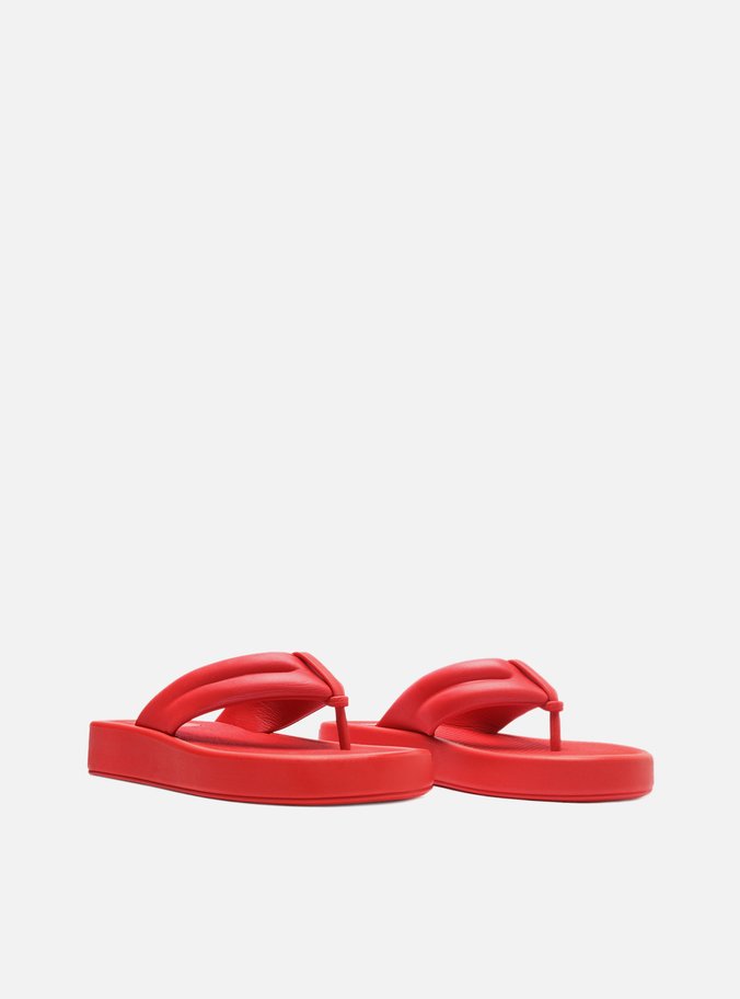 Sandália Vermelha Tiras Largas Flatform Kim Flex