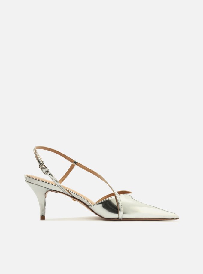 Scarpin Prata Salto Fino Fivela