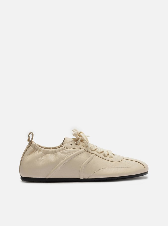 Tênis Off-White Couro Sola Baixa Elástico
