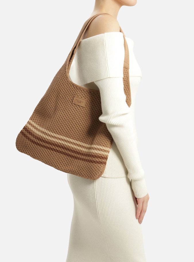 Bolsa Shopping Marrom Crochê Gaia Grande Listrada