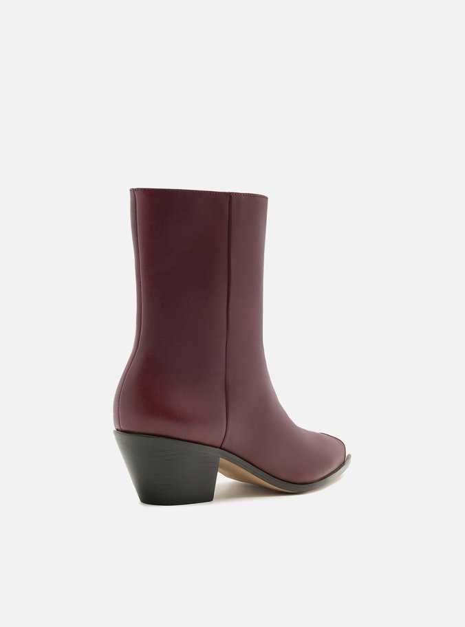 Bota Vinho Couro Cano Curto West Cap Toe Metal