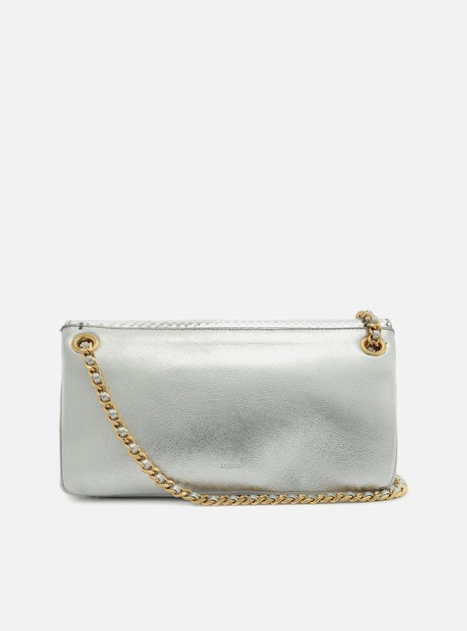 Bolsa Tiracolo Prata Couro Snake Média