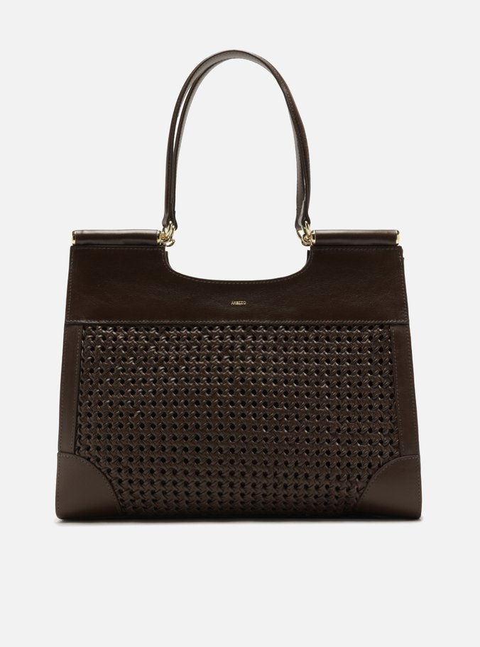 Bolsa Shopping Marrom Couro Grande