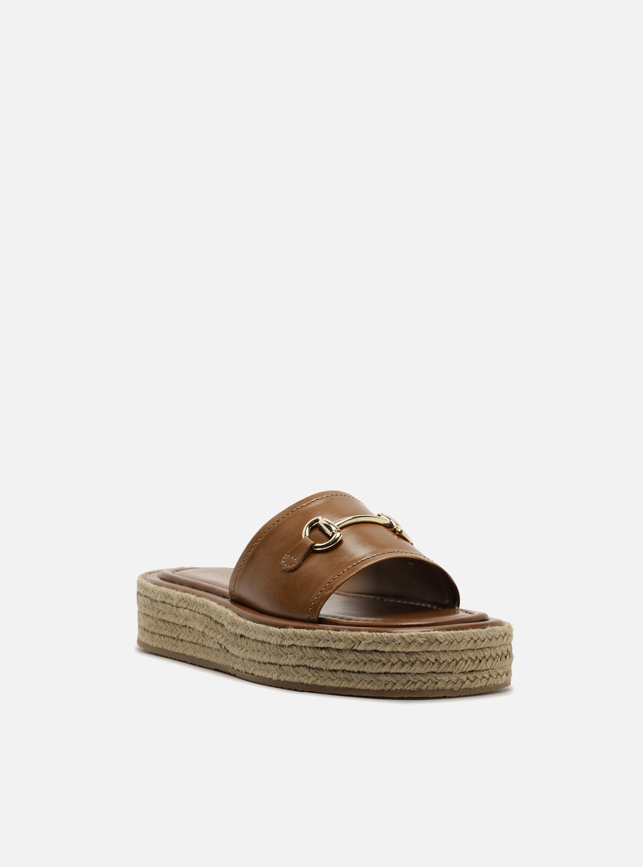 Tamanco Marrom Couro Flatform Corda Bridão — foto 2