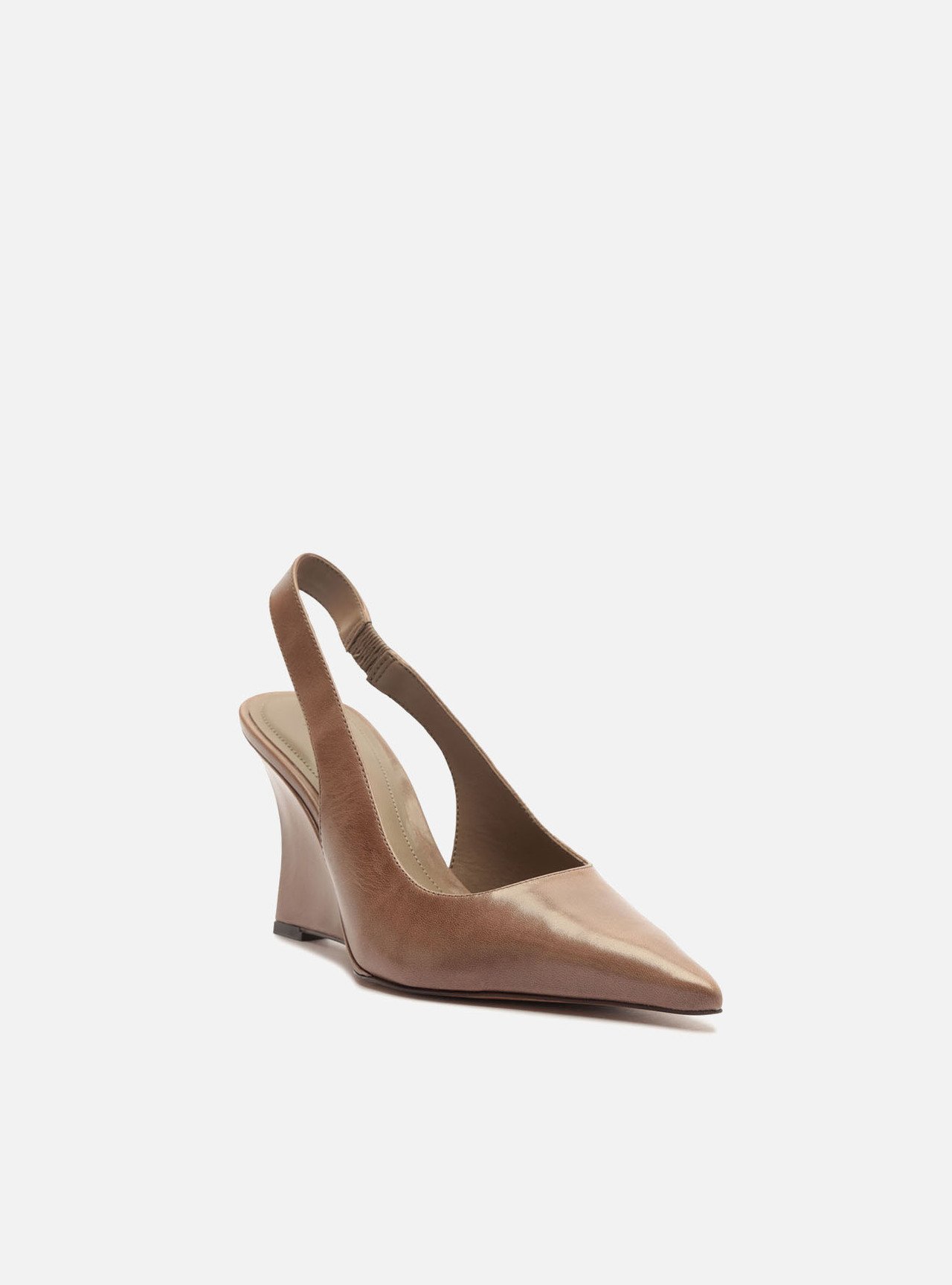 Scarpin Cinza Couro Anabela Slingback — foto 2