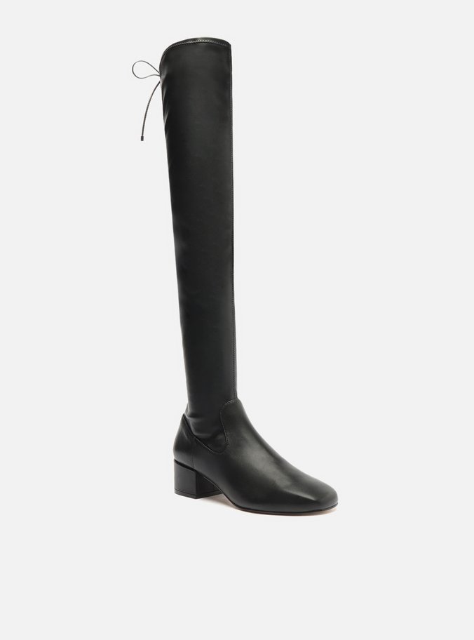 Bota Over The Knee Preta Bico Quadrado