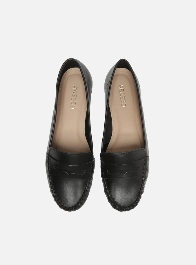 Mocassim Preto Detalhe Franzido