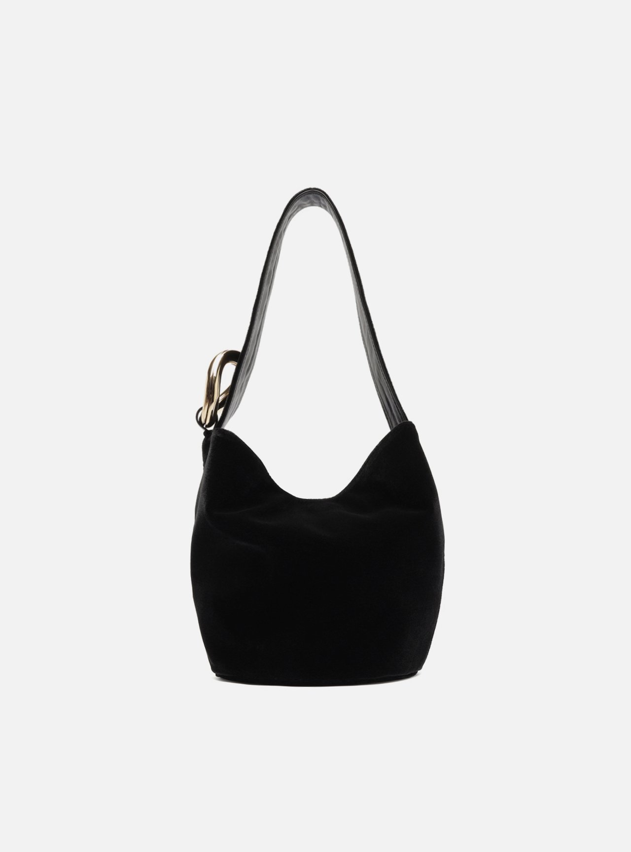 Bolsa Bucket Preta Pequena Alça Larga Metais — foto 4