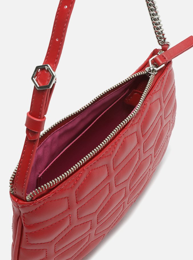 Bolsa Tiracolo Vermelha Matelassê Pequena Corrente