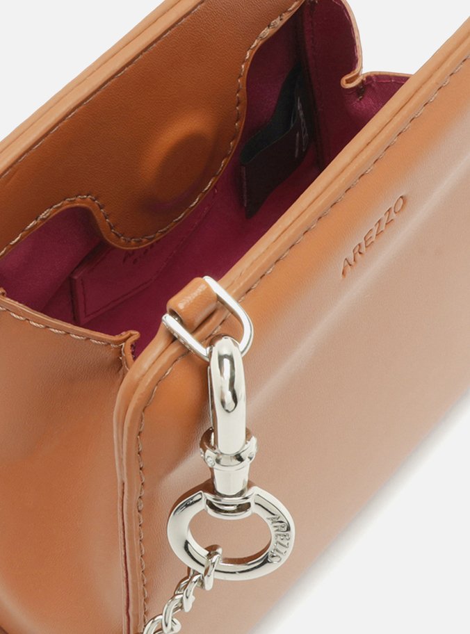 Bolsa Clutch Marrom Pequena Botão