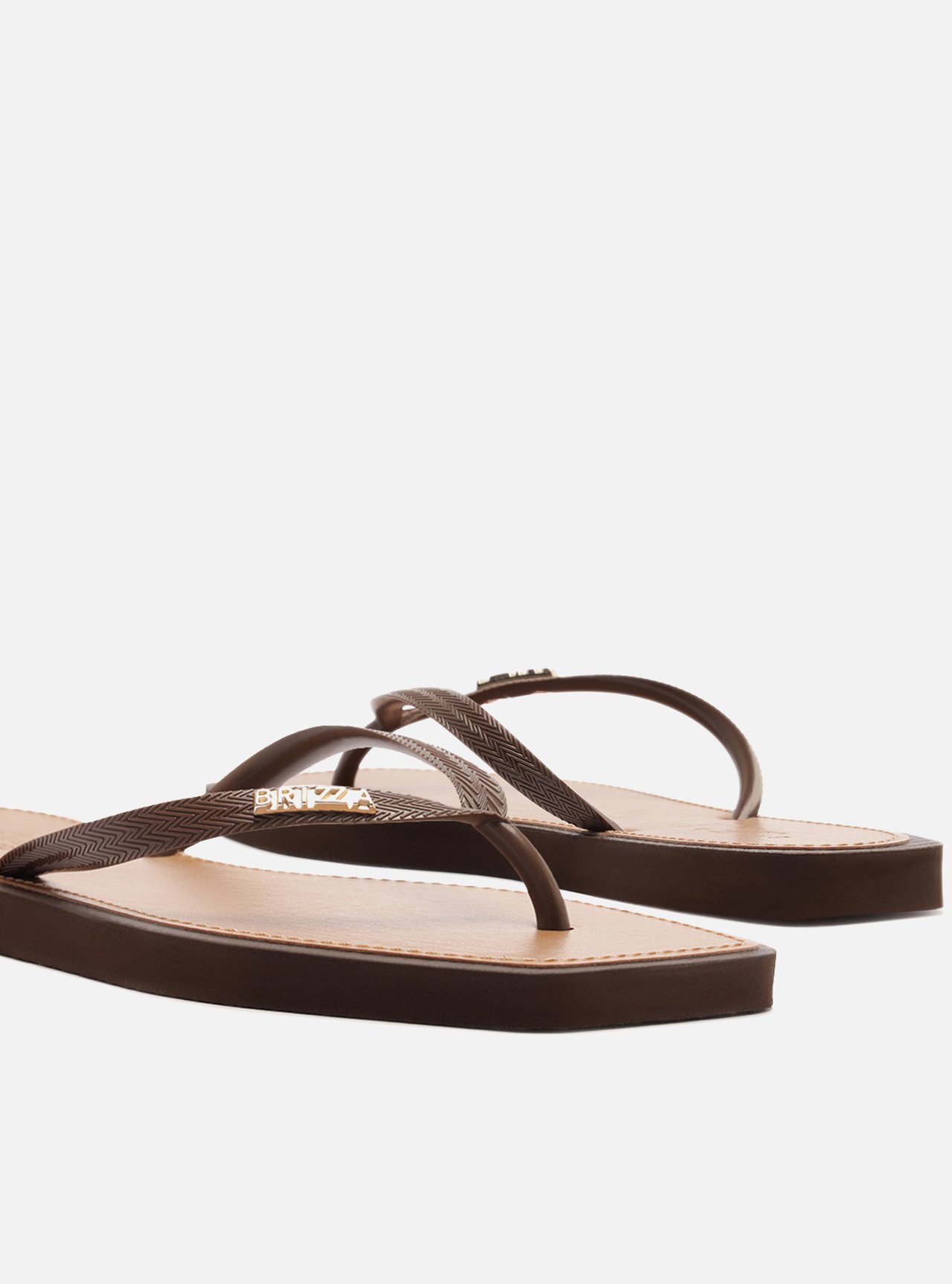 Chinelo de Dedo Marrom Flatform Metais Brizza — foto 4