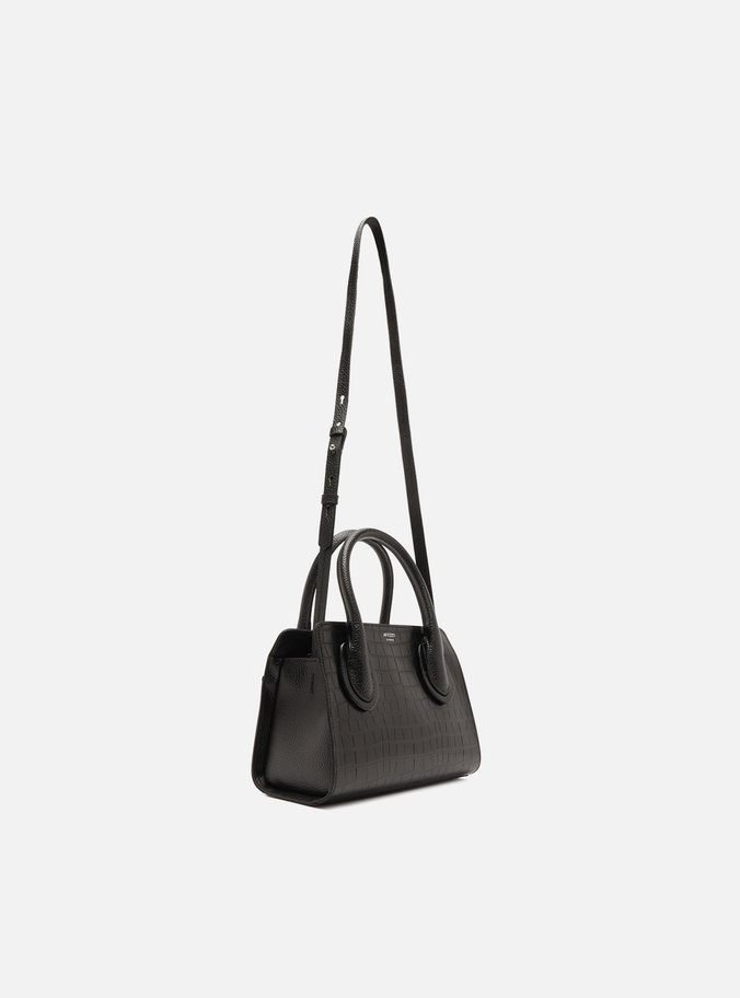 Bolsa Tote Preta Croco Pequena