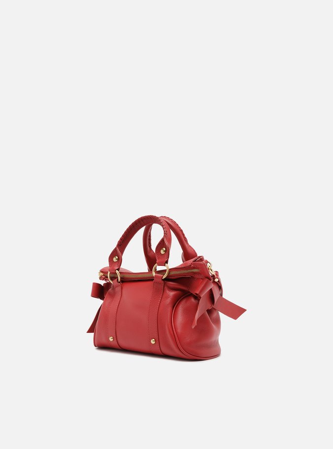 Bolsa Tote Vermelha Couro Pequena Alças Mix