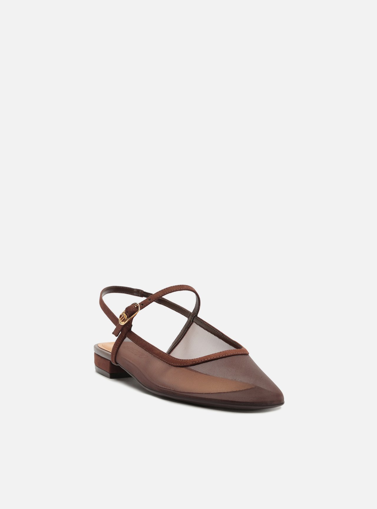 Sapatilha Marrom Bico Quadrado Slingback — foto 2