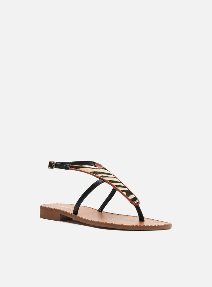 Sandália Rasteira Animal Print Tira Larga