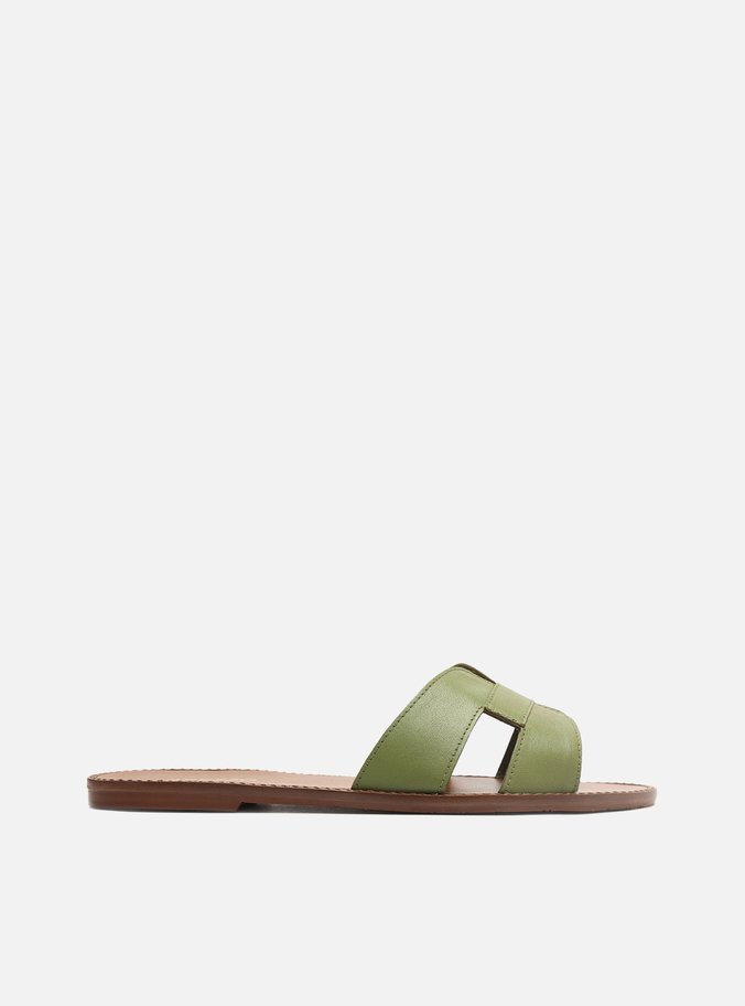 Rasteira Verde Couro Slide Light Citrus