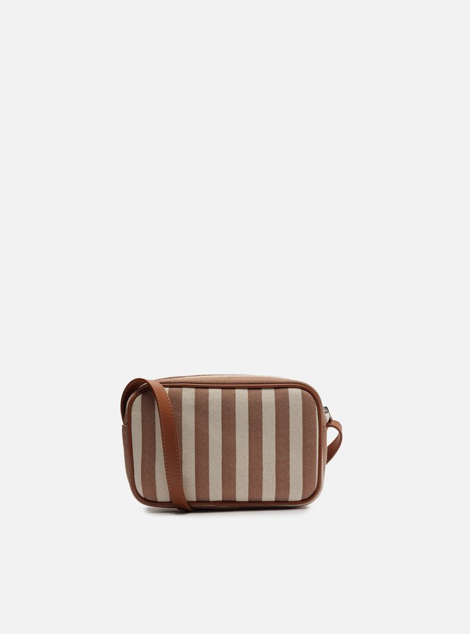 Bolsa Marrom Listras Tiracolo Pequena