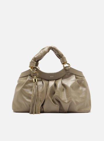 Arezzo — Bolsa Tote Cinza Couro Grande Franzida