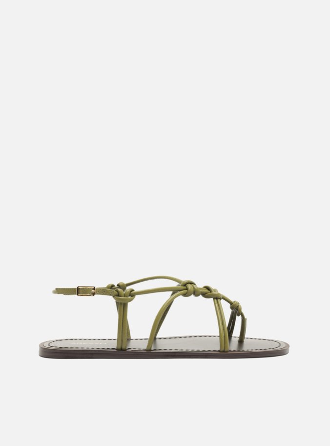 Rasteira Verde Bico Redondo Tiras