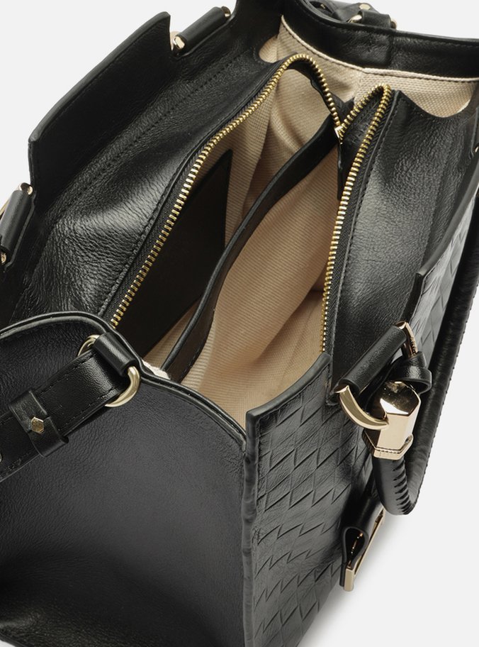 Bolsa Tote Preta Couro Abraccio Grande Tressê