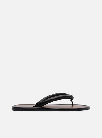 Rasteira Preta Tiras Flip Flop Zoe