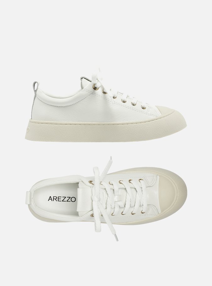 Tênis Branco Couro Amarração Casual
