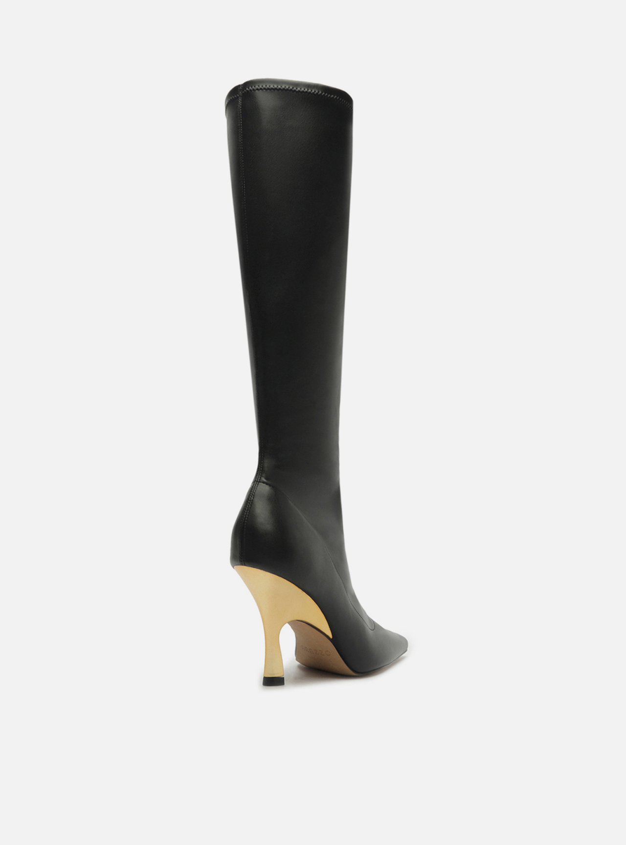 Bota Preta Skinny Cano Longo Salto Dourado — foto 3