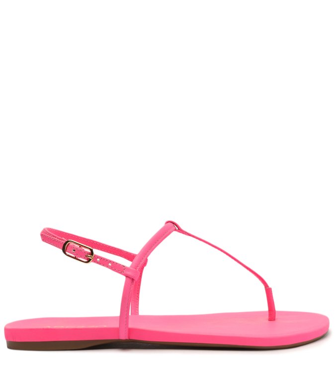 Sandália Rasteira Rosa Neon Slim Básica