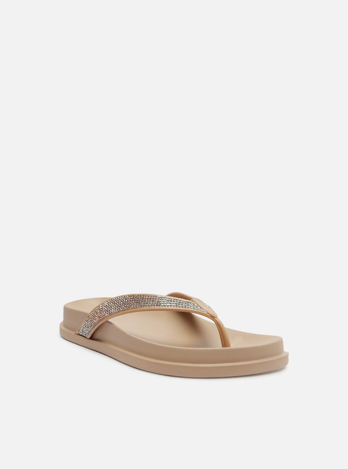 Chinelo de Dedo Bege Strass Lara Brizza