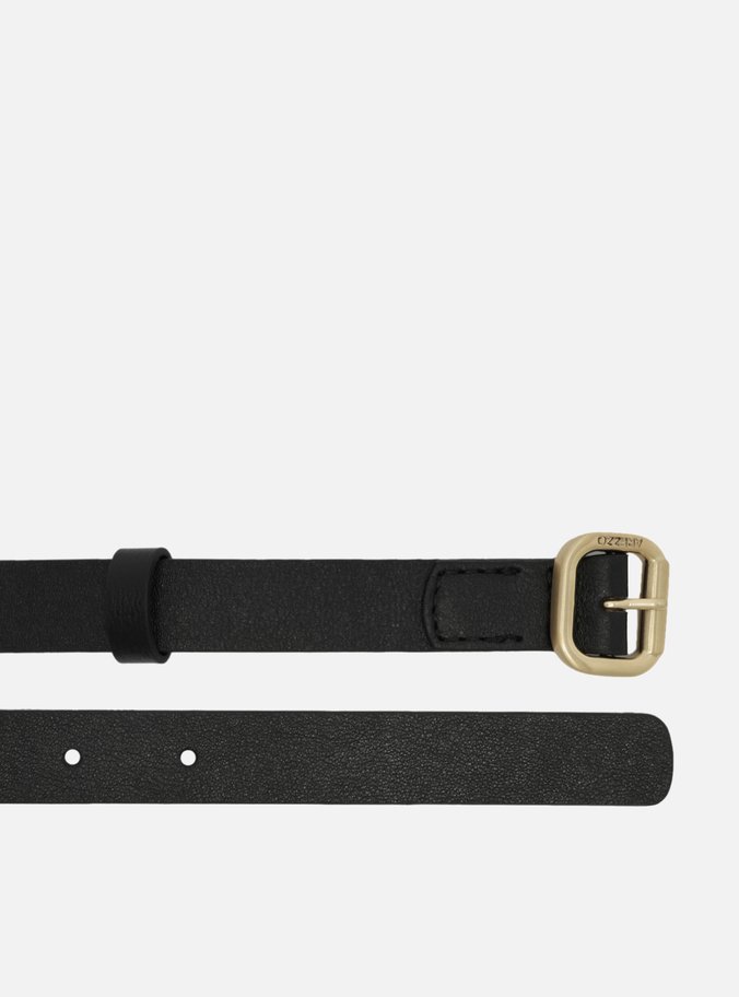 Cinto Preto Couro Liso Fino Fivela