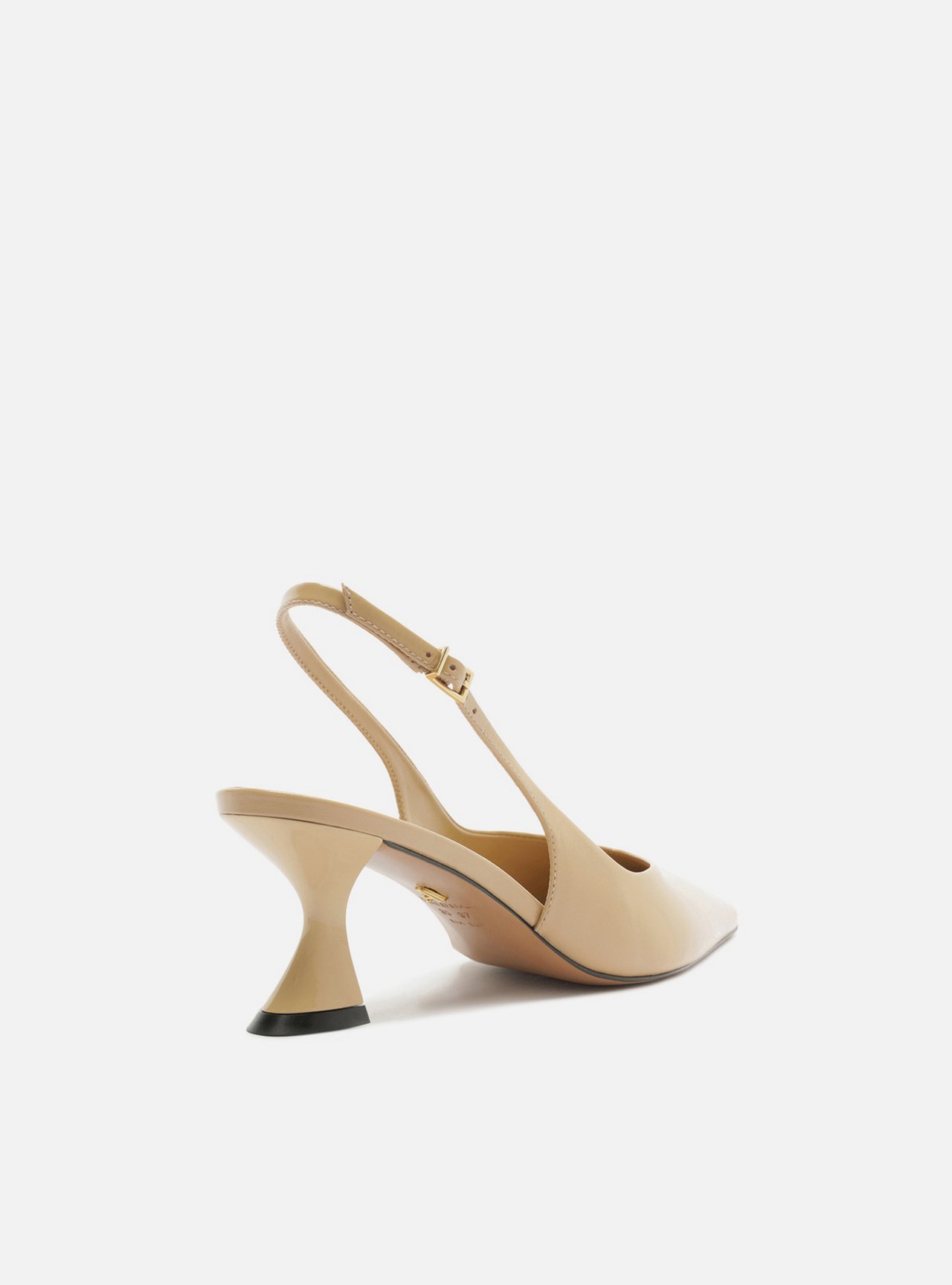 Scarpin Nude Couro Salto Geométrico Slingback — foto 3
