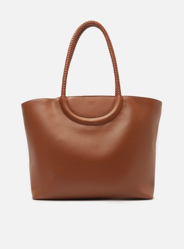 Arezzo — Bolsa Shopping Marrom Grande Alça Trançada