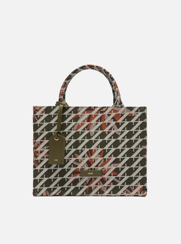 Bolsa Tote Verde Tecido Floral Média