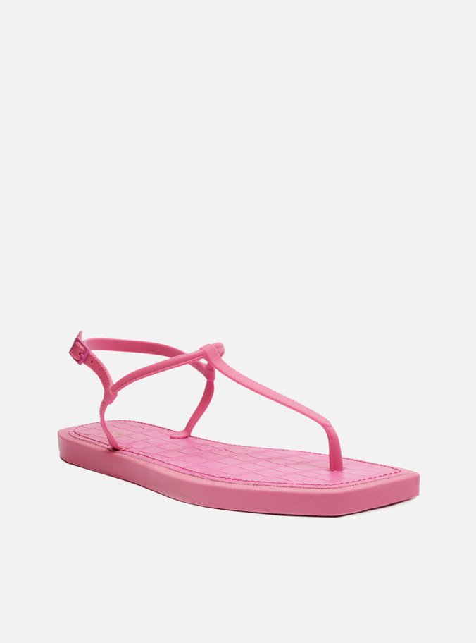 Kit Sandália Rasteira Rosa Square Palmilha Croco e Bag
