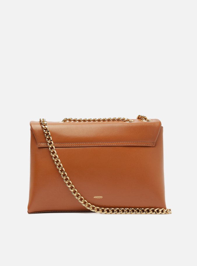 Bolsa Tiracolo Marrom Couro Grande Metal
