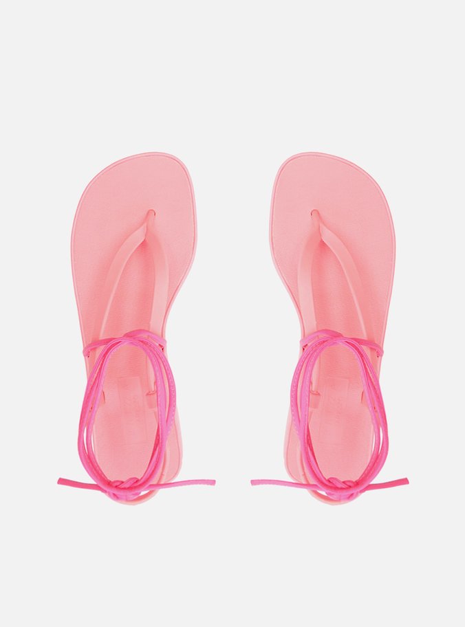 Sandália Rosa Flatform Amarração Bela Brizza