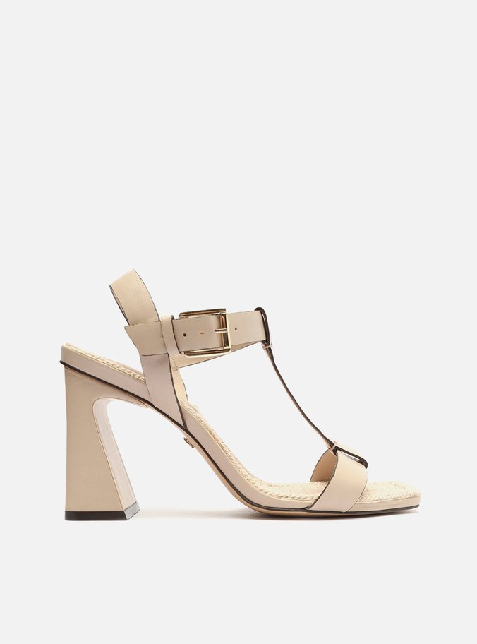 Sandália Off-White Couro Bloco Flare