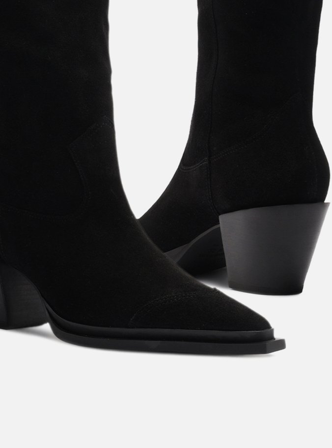 Bota Preta Acamurçada Cano Longo Western