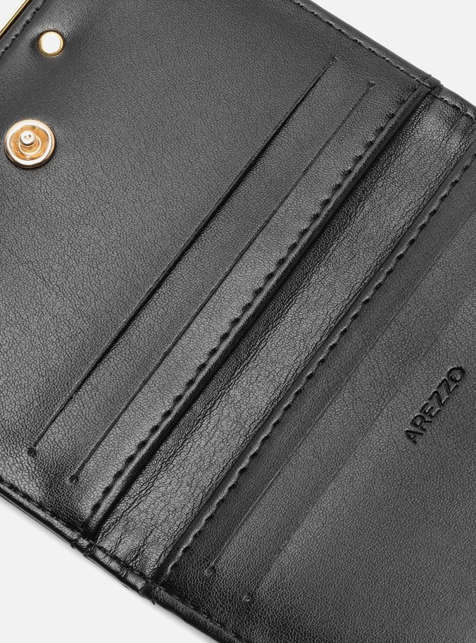 Porta-Cartões Preto Couro Wave Pequeno Metal