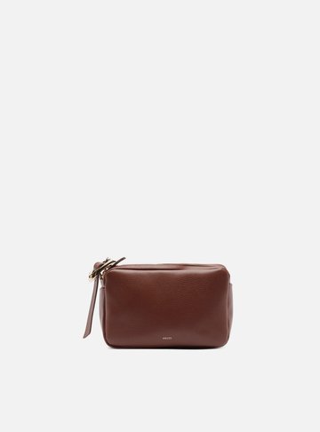 Arezzo — Bolsa Tiracolo Marrom Couro Pequena Fivela Oval