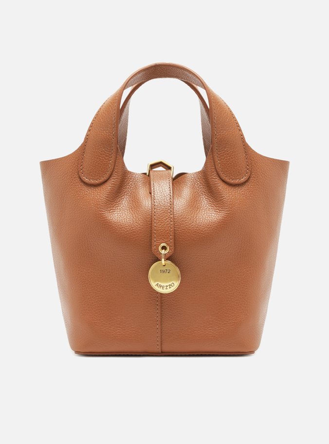 Bolsa Tote Marrom Couro Média Pingente